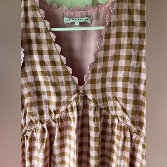 English Factory Women's Rickrack Trim Edge Check Mini Dress - Picture 2 of 7